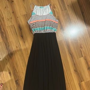 Maxi black, pink, mint green dress